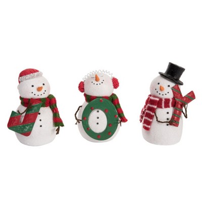 Transpac Resin 3.75 in. White Christmas Joy Snowmen Set of 3