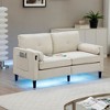 NicBex Loveseat Sofa with 2 USB Ports & 2 Side Pockets Modern Upholstered Linen Fabric 2 Seater Couch for Living Room,Apartment - 2 of 4