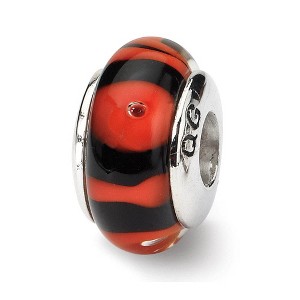 Black Bow Jewelry Red / Black Glass Sterling Silver Bead Charm - 1 of 3