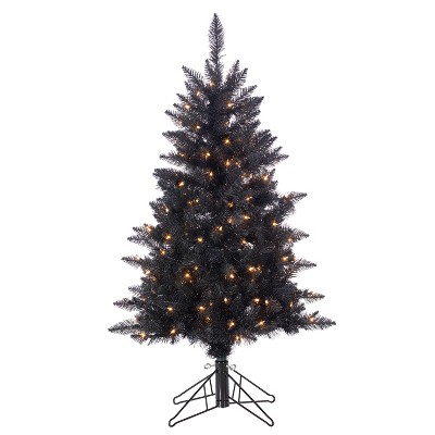 Sterling 4-Foot Black Tuscany Tinsel Tree with 150 Warm White Incandescent Lights