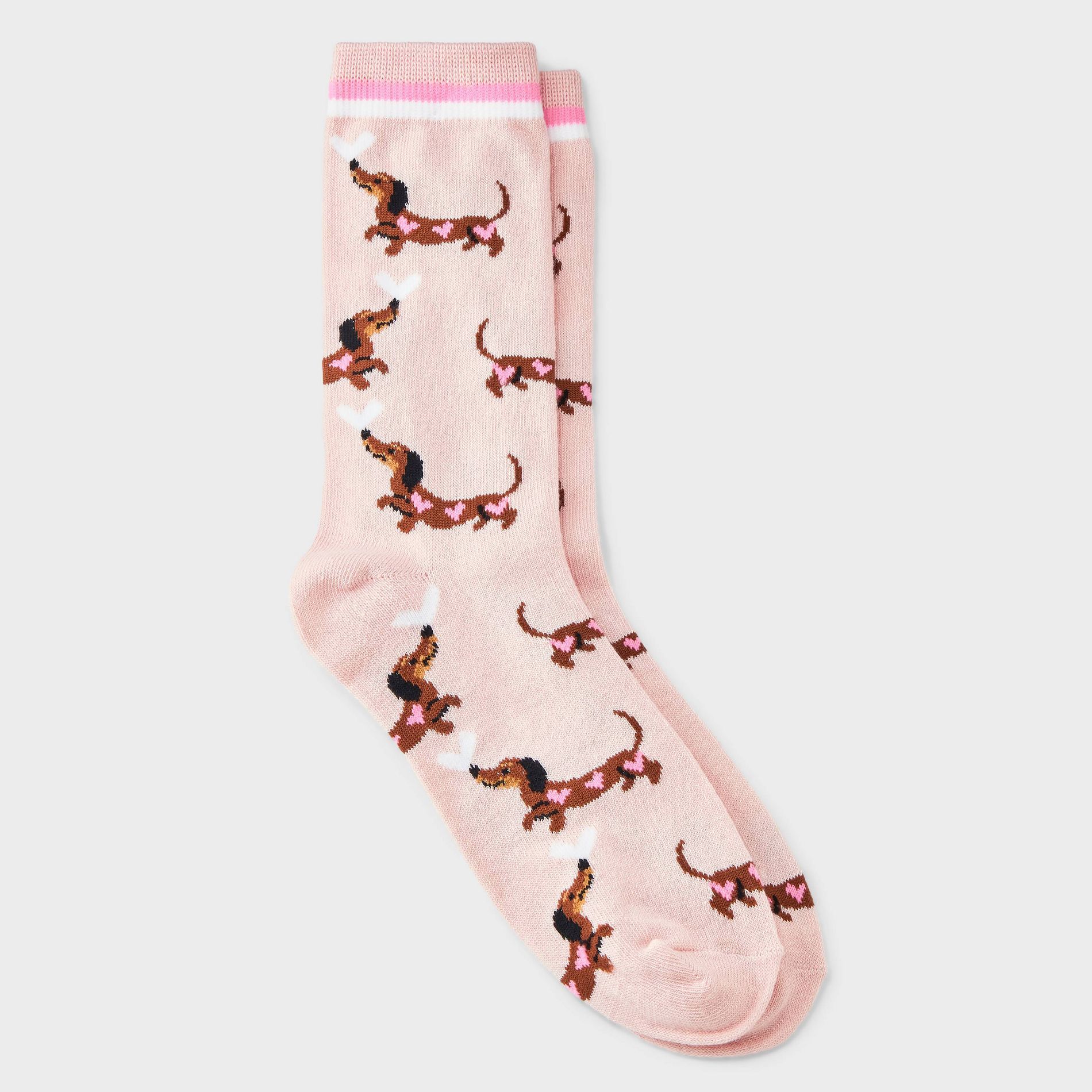 Women's Doxies Valentine's Day Crew Socks - Pink 4-10