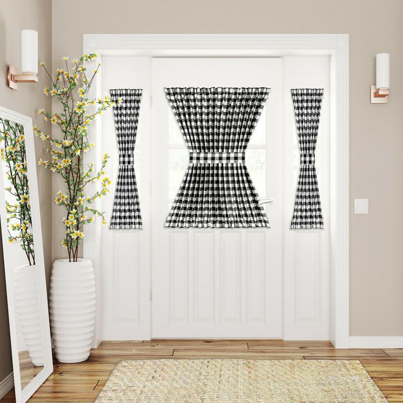 Kate Aurora Plaid Country Farmhouse French Door Curtain Panel With Matching Tieback, 2 of 11