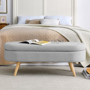Ottoman Oval Storage Bench,Rubber Wood Legs(43.5"x16"x16") - 1 of 4