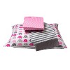 Bacati - Elephants Pink Fuschia Gray 3 pc Toddler Bed Sheet Set - 2 of 4
