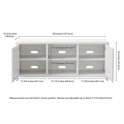 White Oak Rectangular TV Stand with Cabinets