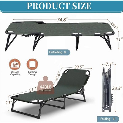 Gray Folding Camping Cot with Padded Mattress and Carry Bag
