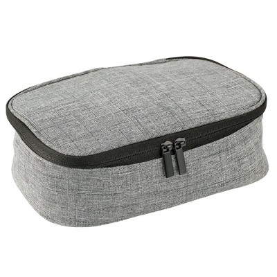 mDesign Fabric Travel Electronic Accessories Bag, Zipper/Handle - Gray