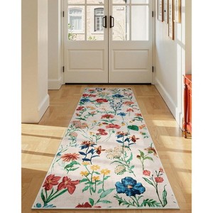 coucheta Multi-size Floral Area Rug for Living Room, Boho Machine Washable Low Pile Soft Non Slip Vintage Carpet, for Bedroom, Dining Room, Office - 1 of 4