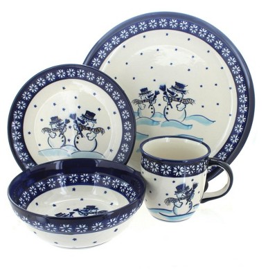 Blue Rose Polish Pottery Frosty Friend 16 Piece Dinner Set