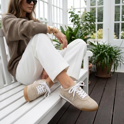 Женские кроссовки CUSHIONAIRE Topcat 100% Genuine Leather Suede Sneakers for Women, Lightweight Everyday Casual Womens Shoes with Retro Style, BISCUIT 9 — фото 4