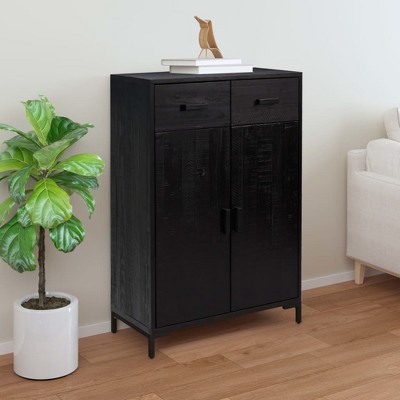 vidaXL Shoe Rack Black 29.5 in.x15.7 in.x43.3 in. Solid Wood Pine