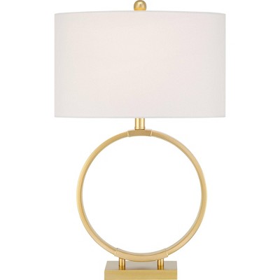 360 Lighting Kristy 27 1 2 Tall Loop Circle Modern Table Lamp Gold Finish Metal Single White Shade Living Room Bedroom Bedside