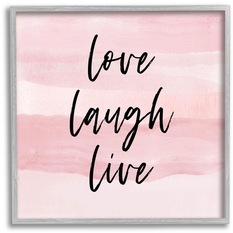 Stupell Industries Pink Love Laugh Live Phrase Framed Giclee Art, 1 of 6