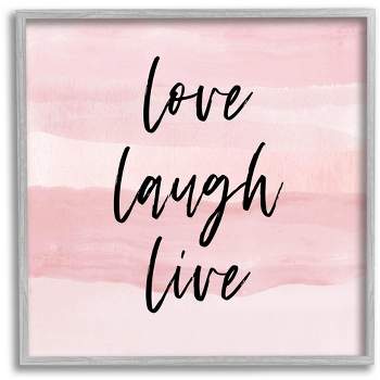 Stupell Industries Pink Love Laugh Live Phrase Framed Giclee Art