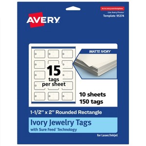 Avery Rounded Jewelry Tags, 1-1/2" x 2", Matte Ivory, 150 Total - 1 of 4