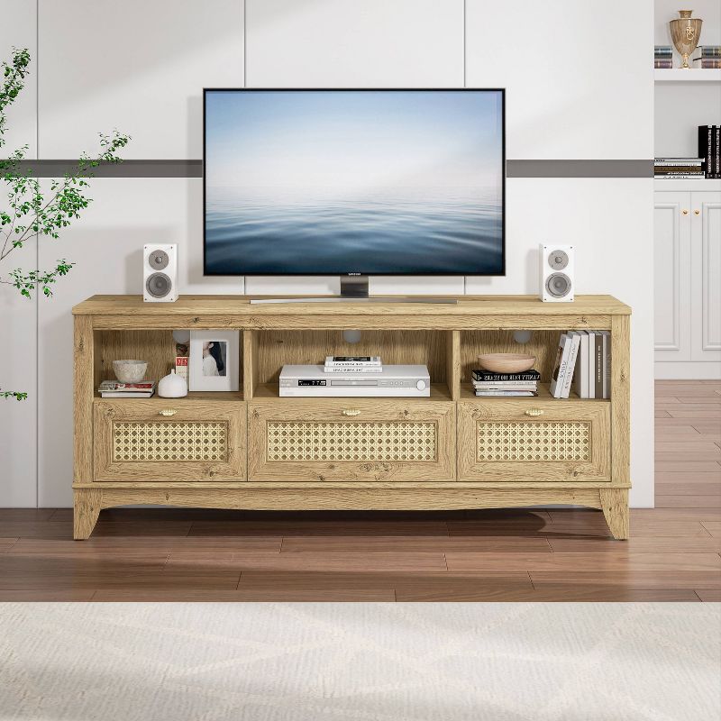 55" Traditional Natural Wood TV Stand for TVs up to 60" with Drawer - Home Essentials, 1 of 10