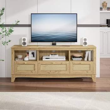 55" Traditional Natural Wood TV Stand for TVs up to 60" with Drawer - Home Essentials
