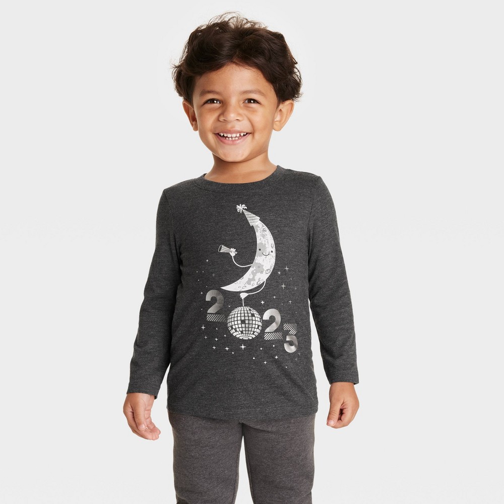 Toddler Boys' Printed Graphic Long Sleeve T-Shirt - Cat & Jack Black 5T (4 shirts)