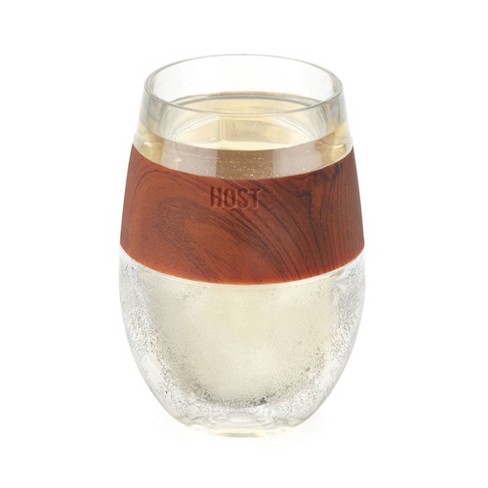 HOST Wine Freeze Cooling Cup, Plastic Double Wall Insulated Freezable Drink  Chilling Tumbler | Wine Glasses, Set of 1, 8.5 oz, wood