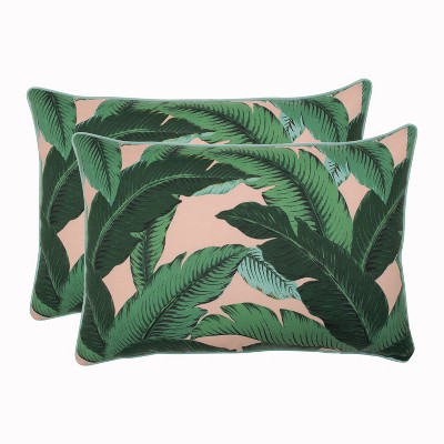 2pk Swaying Palms Oversized Rectangular Outdoor Throw Pillow Capri Blue - Pillow Perfect: Weather & Fade-Resistant, Non-Woven Fabric