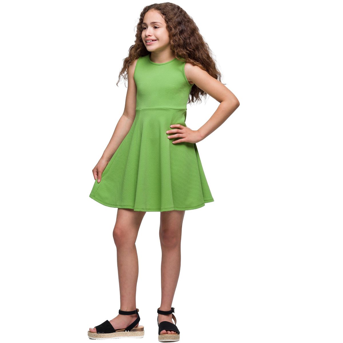 Girls Sleeveless Knee Length Fit and Flare Dress - 24sevenKid™ - thumbnail 2