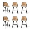 Set of 6 Rattan Back Counter Bar Stools,Double Layer Paded Counter Height Chairs for Dining Room,Island,Home Bar-Tanpinhause - 2 of 4