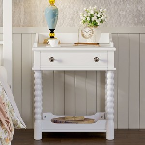 NicBex Retro Style Nightstand with Drawer and Open Shelf Bedside Table with Turned Legs and Metal Handle for Bedroom, Living Room - 1 of 4