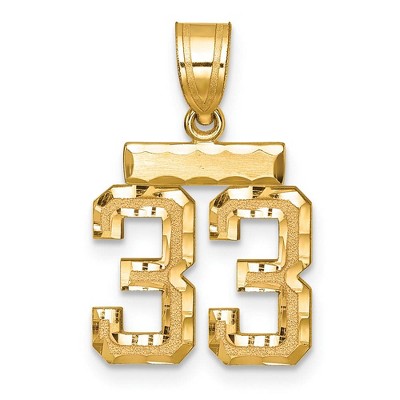 Black Bow Jewelry 14k Yellow Gold, Varsity Collection, Small D/C Pendant Number 33