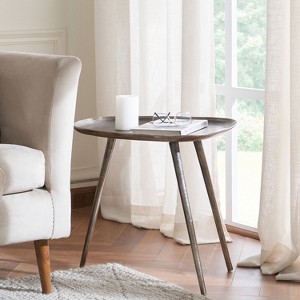 HomeStock Metal End Table with Rounded Triangular Shape and Three Legs, Handcrafted Aluminum Side Table with Rustic Modern Finish - 1 of 4