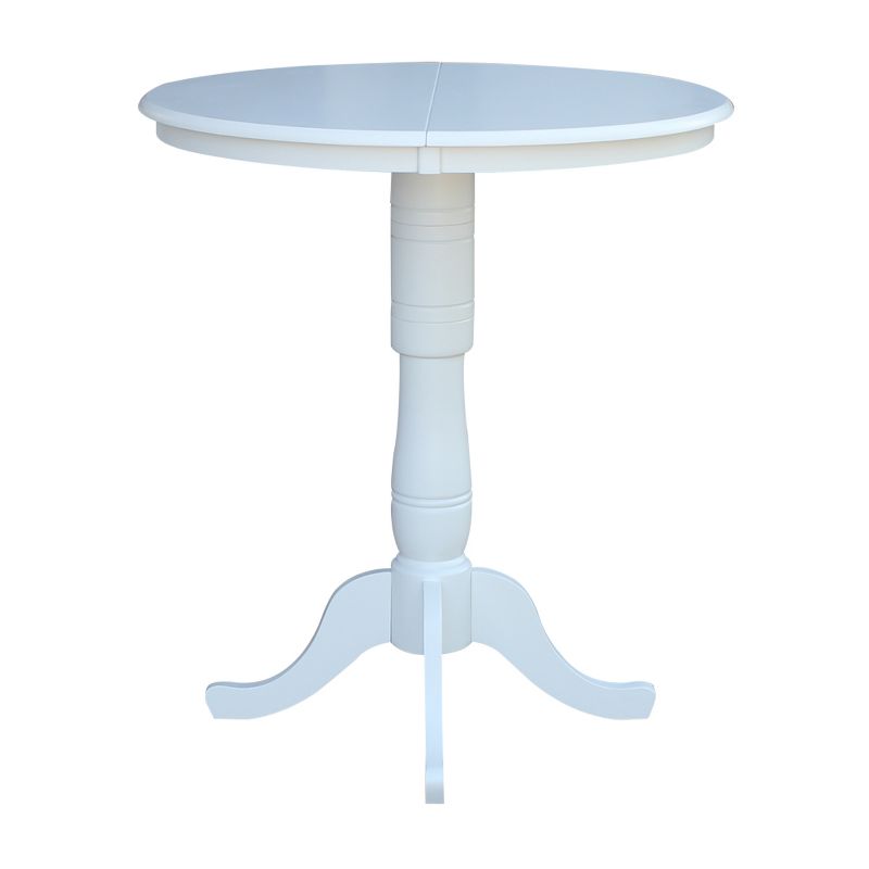 36" Kyle Round Top Pedestal Table with 12" Drop Leaf White - International Concepts, 4 of 9