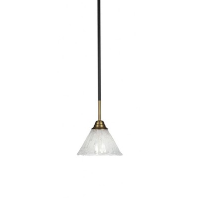 Toltec Lighting Paramount 1 - Light Pendant in  Matte Black/Brass with 7" Italian Ice Shade