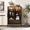 Okak Freestanding Sideboard Pantry Cabinet with Glass Door & LED, 4-Tier Display Curio Cabinet with 2 Drawers for Living Room Kitchen - 3 of 4