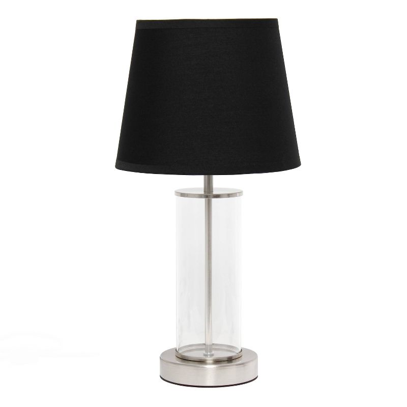 Encased Metal and Clear Glass Table Lamp with Fabric Shade - Simple Designs, 1 of 10