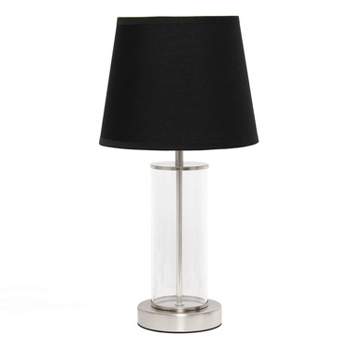 Encased Metal and Clear Glass Table Lamp with Fabric Shade - Simple Designs
