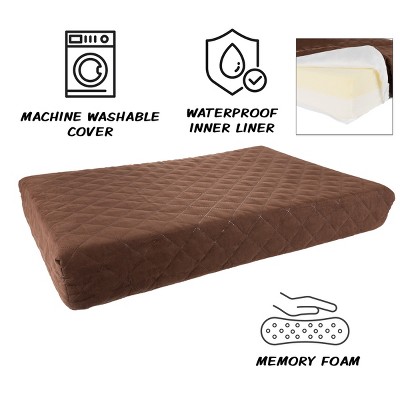 Brown Orthopedic Memory Foam Waterproof Pet Bed Mattress