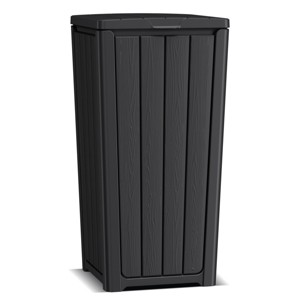 Syemin Outdoor Trash Cans Outdoor Trash Can with Tiered Lid, Lightweight Waste Bin, Waterproof Resin Garbage Can, Black, 15.16"*15.55"*30.71" - 1 of 4