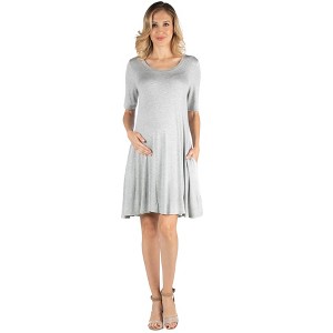 Maternity Soft Flare T Shirt Dress - 24seven Comfort Apparel™ - 1 of 4