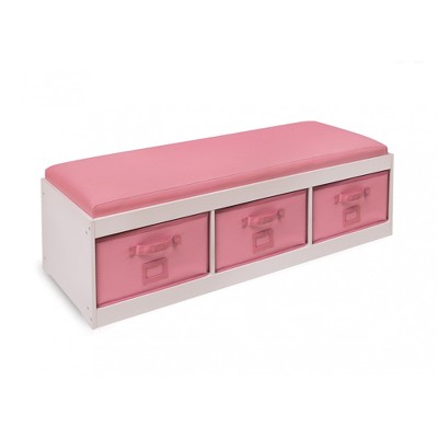 Badger Basket Kid's Storage Bench with Cushion and Three Bins