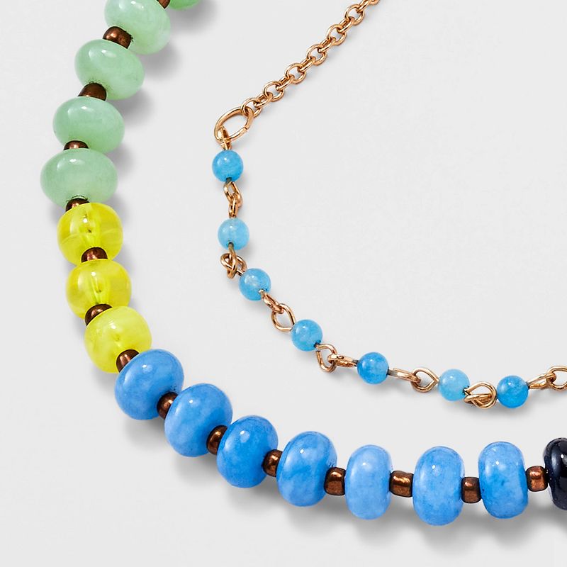 Semi-Precious Beaded Color Blocked Multi-Strand Necklace - Universal Thread™, 5 of 6