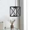 Modern Black Pendant Light with Clear Glass Shade, Industrial Geometric Cage Fixture for Kitchen Island - 3 of 4