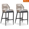 PURPLE LEAF Patio Sunbrella Bar Stools Set of 2 Handwoven Wicker Bar Height Stool Modern Aluminum Outdoor Wicker Barstools with Back and Cushion - 2 of 4