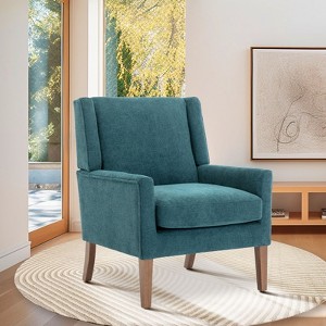 Modern Wingback Accent Chair, Upholstered Armchair with Lounge Seat & Wood Legs - 1 of 4