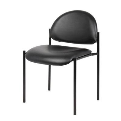 Black Armless Caressoft Vinyl Stacking Chair with Metal Frame