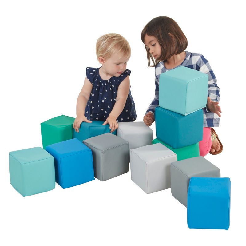 ECR4Kids SoftZone Patchwork Toddler Foam Block Playset, Soft Building Blocks, 12-Piece, 4 of 14