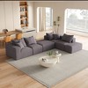 132 inch Beige Chenille L Shaped Sectional Living Room Sofa Set With 6 Pillows for Living Room - 3 of 4