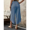 Women's Pants Drawstring Wide Leg Cropped Casual Pants with Pockets - 2 of 3
