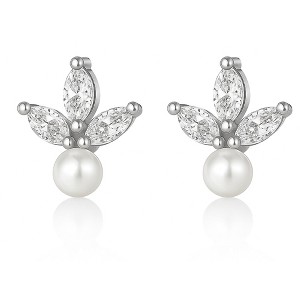 Marquise CZ Flat Back Earrings 18g for Cartilage Helix Tragus Lobe Gold Plated Sterling Silver 1 pair by Ginger Lyne - 1 of 4