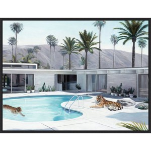 30" x 23" Go Wild Tigers by Urban Road Framed Canvas Wall Art Print - Amanti Art: Modern Decor, Animal Lithograph - 1 of 4