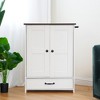 Ridstar Medium Sized Dog Food Storage Cabinet with Hidden Dog Bowls, Adjustable Panel & Hooks-White - 3 of 4