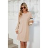 Coolmee Women's Long Sleeves Mini DressCausal Loose Crewneck Tuinc Tops Basic Dress with Front Pocket - 2 of 4